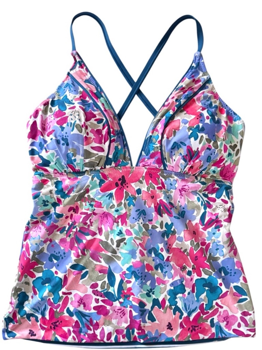 Tommy Bahama Watercolor Floral Reversible Halter Tankini Top - Picture 5 of 14